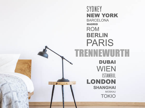 Wandtattoo Trennewurth mit Weltstädten