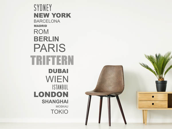 Wandtattoo Triftern mit Weltstädten