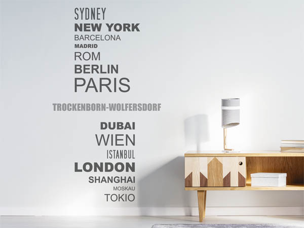 Wandtattoo Trockenborn-Wolfersdorf mit Weltstädten