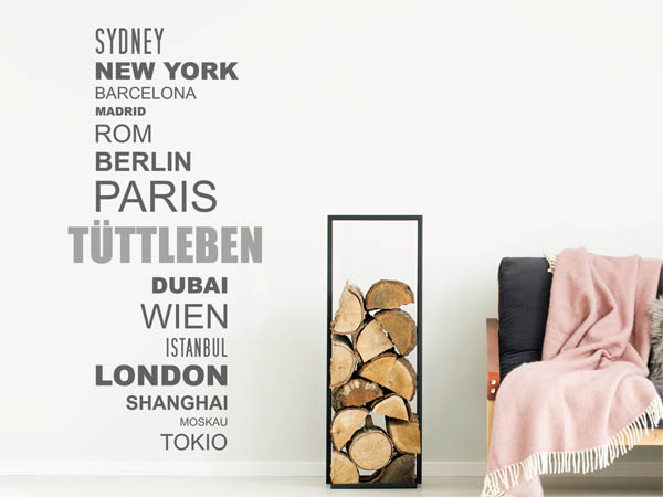 Wandtattoo Tüttleben mit Weltstädten