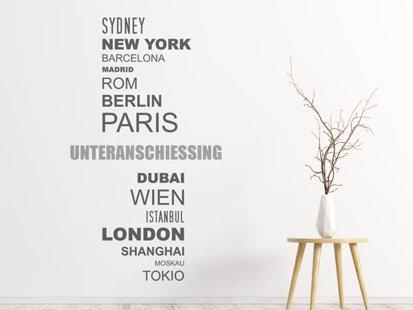 Wandtattoo Unteranschiessing mit Weltstädten