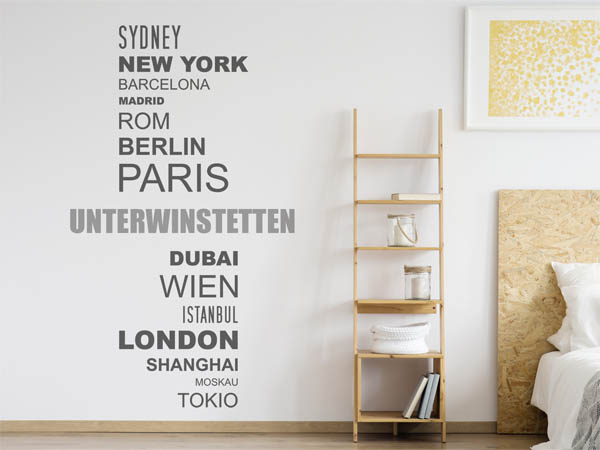Wandtattoo Unterwinstetten mit Weltstädten