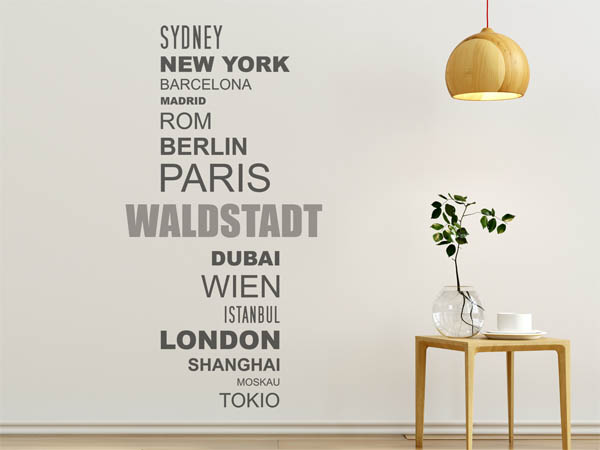 Wandtattoo Waldstadt mit Weltstädten