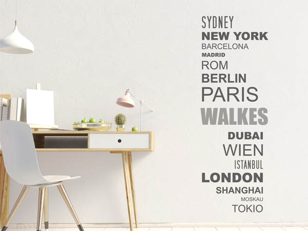 Wandtattoo Walkes mit Weltstädten