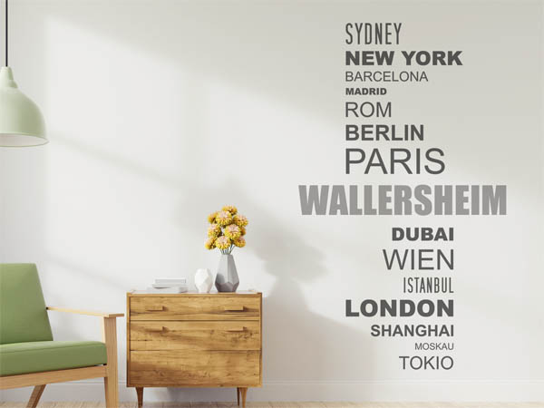 Wandtattoo Wallersheim mit Weltstädten