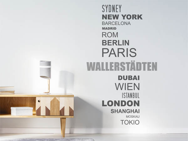 Wandtattoo Wallerstädten mit Weltstädten