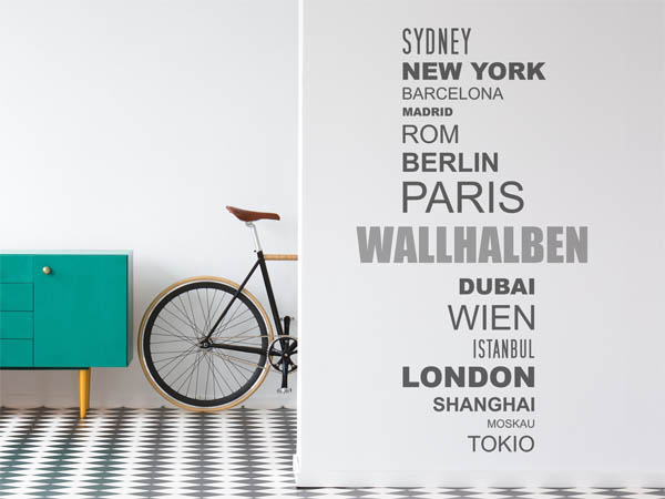 Wandtattoo Wallhalben mit Weltstädten