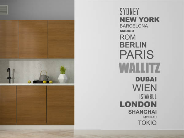 Wandtattoo Wallitz mit Weltstädten