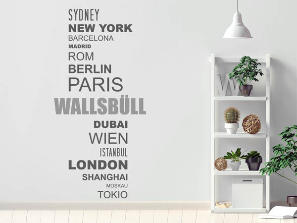 Wandtattoo Wallsbüll mit Weltstädten