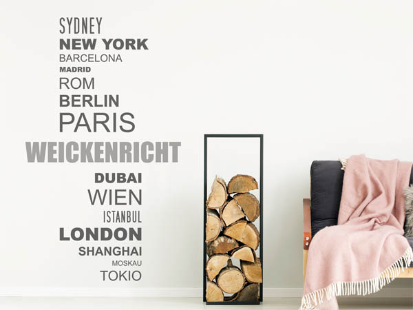 Wandtattoo Weickenricht mit Weltstädten