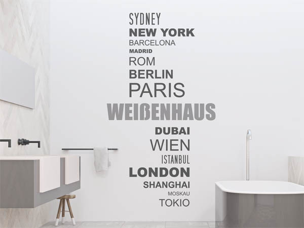Wandtattoo Weißenhaus mit Weltstädten