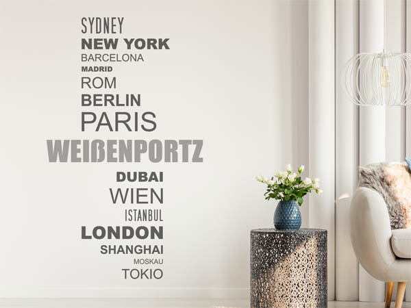 Wandtattoo Weißenportz mit Weltstädten