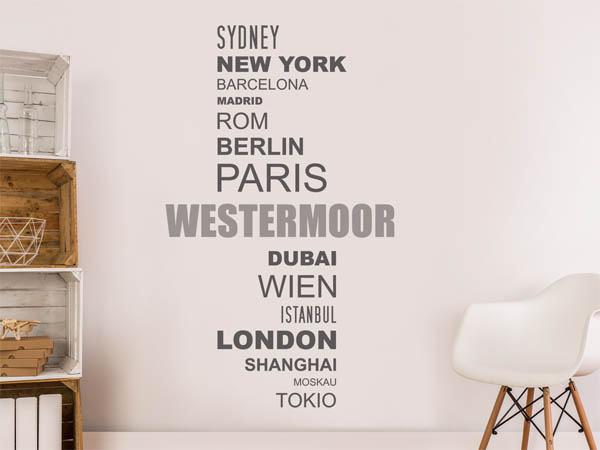Wandtattoo Westermoor mit Weltstädten