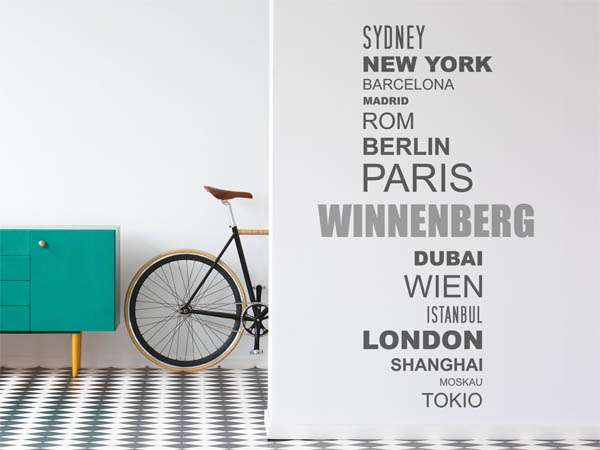 Wandtattoo Winnenberg mit Weltstädten