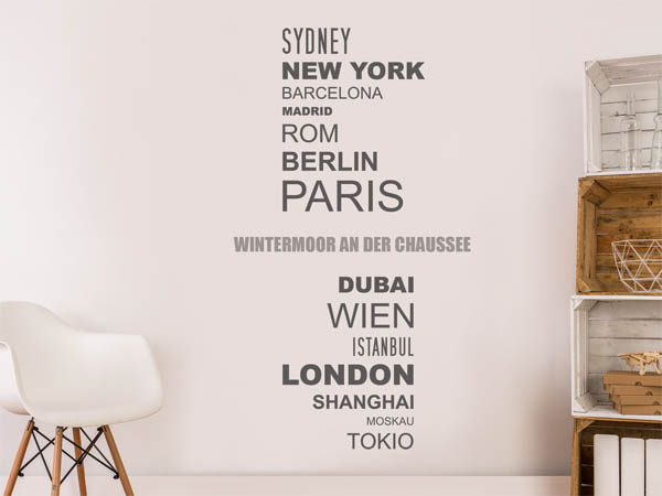 Wandtattoo Wintermoor an der Chaussee mit Weltstädten