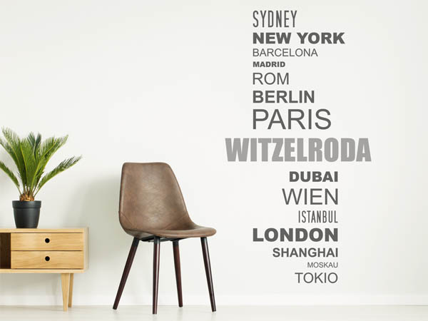 Wandtattoo Witzelroda mit Weltstädten