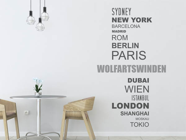 Wandtattoo Wolfartswinden mit Weltstädten