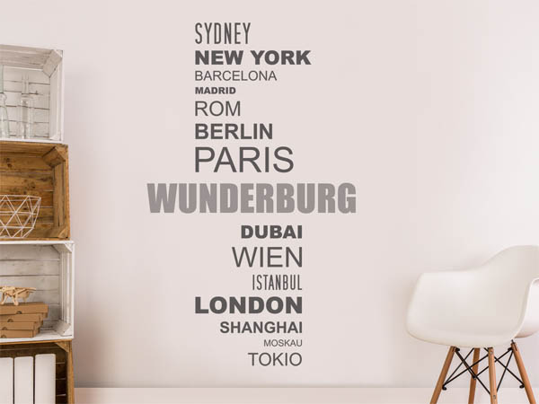 Wandtattoo Wunderburg mit Weltstädten