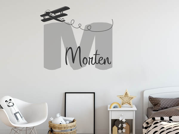 Wandtattoo Morten mit Flugzeug
