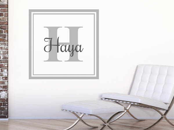 Wandtattoo Haya als eckiges Monogramm