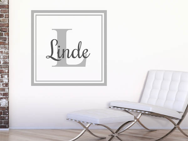 Wandtattoo Linde als eckiges Monogramm