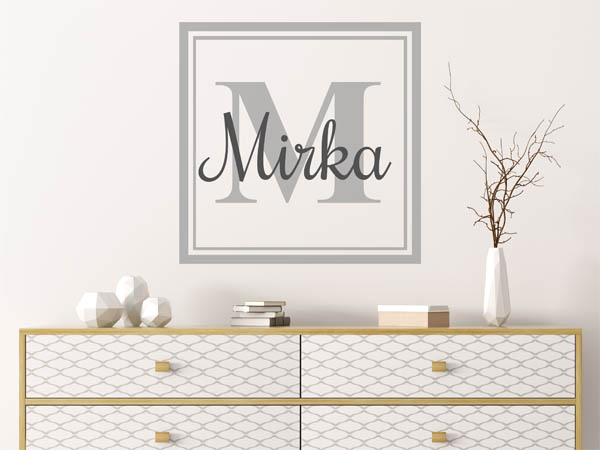 Wandtattoo Mirka als eckiges Monogramm