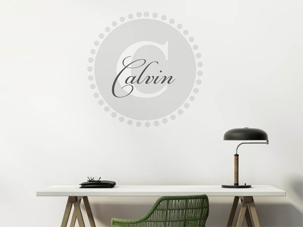 Wandtattoo Calvin als Monogramm rund