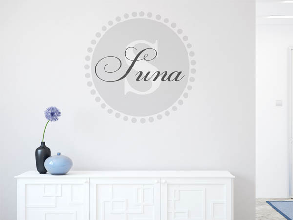 Wandtattoo Suna als Monogramm rund
