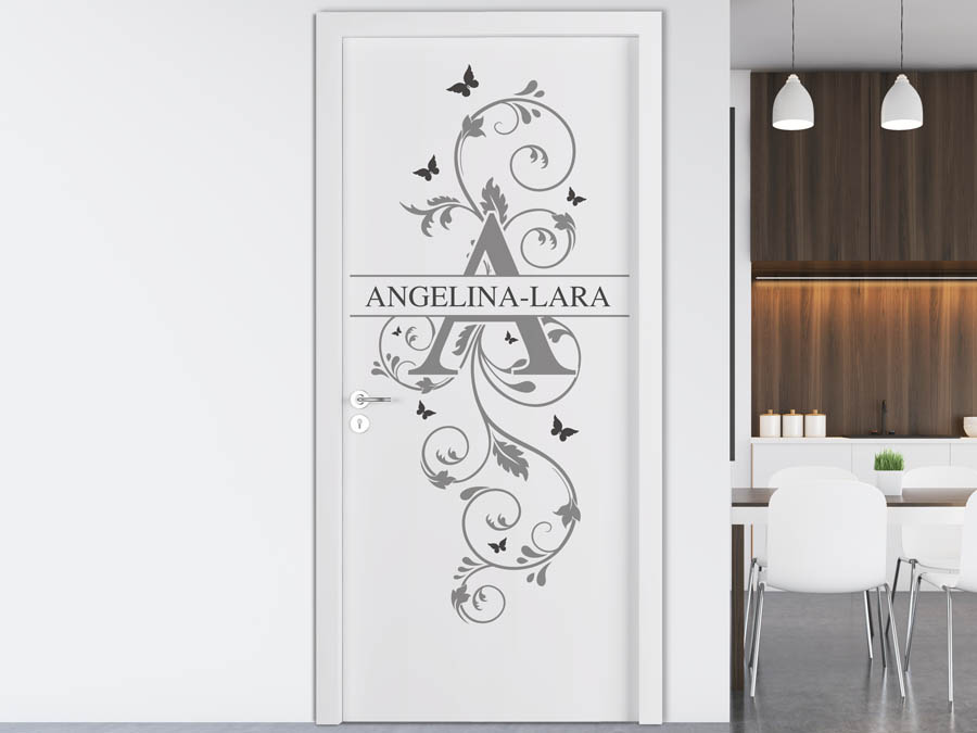 Wandtattoo Angelina Lara Als Namensschild Monogramm Oder Verschnorkelte Schrift