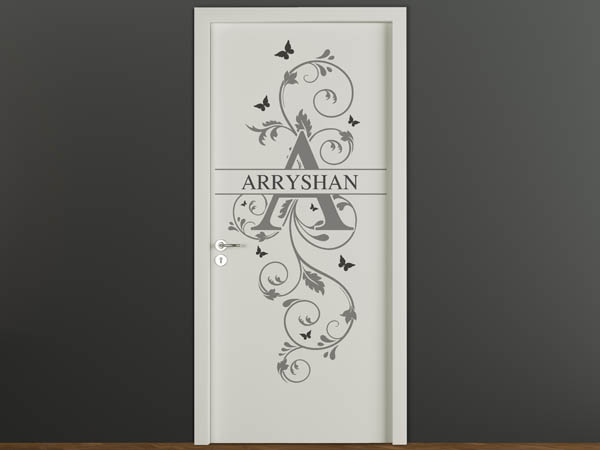 Wandtattoo Namensschild Arryshan auf einer Tür