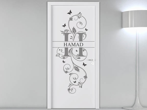 Wandtattoo Namensschild Hamad auf einer Tür