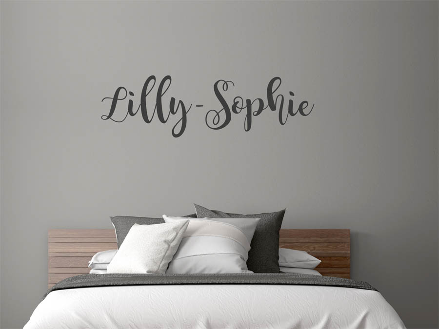 oder Lilly-Sophie als Monogramm Schrift verschnörkelte Wandtattoo Namensschild,