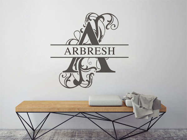 Wandtattoo verschnörkelter Buchstabe A mit Arbresh
