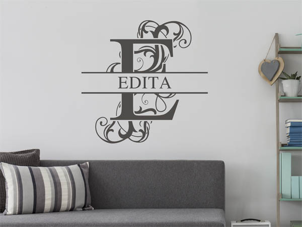 Wandtattoo verschnörkelter Buchstabe E mit Edita