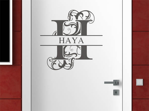 Wandtattoo verschnörkelter Buchstabe H mit Haya