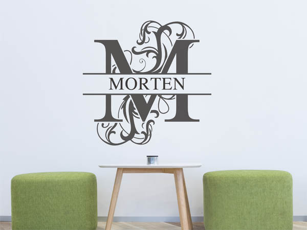 Wandtattoo verschnörkelter Buchstabe M mit Morten