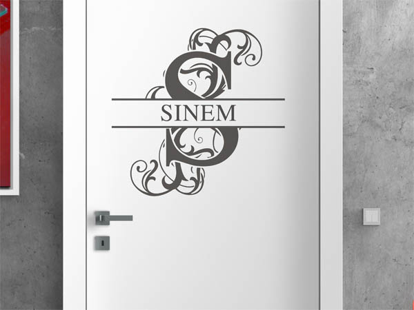 Wandtattoo verschnörkelter Buchstabe S mit Sinem